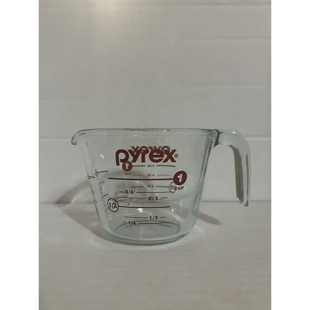 Vintage Pyrex 1 Cup 250ml Glass Corning Measuring Cup Ladle Handle Red Ltr‎ #508